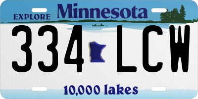 MN license plate 334LCW
