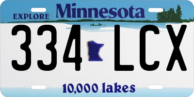 MN license plate 334LCX