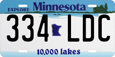 MN license plate 334LDC