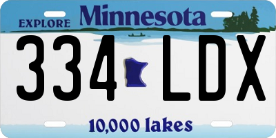 MN license plate 334LDX
