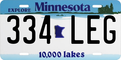 MN license plate 334LEG