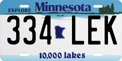 MN license plate 334LEK