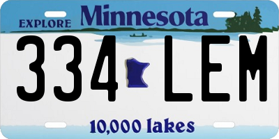 MN license plate 334LEM