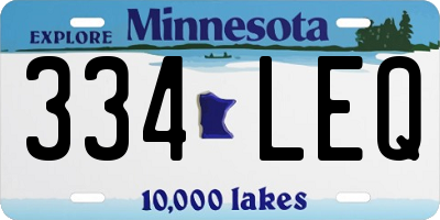 MN license plate 334LEQ