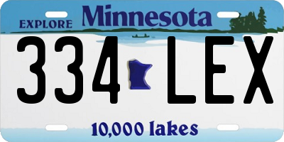 MN license plate 334LEX