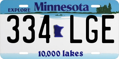 MN license plate 334LGE