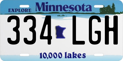MN license plate 334LGH