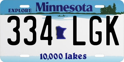 MN license plate 334LGK