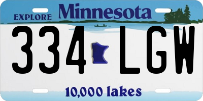 MN license plate 334LGW