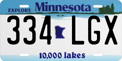 MN license plate 334LGX