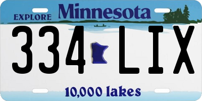MN license plate 334LIX