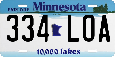 MN license plate 334LOA