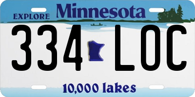 MN license plate 334LOC