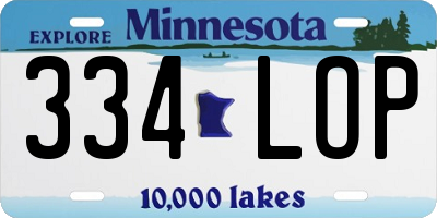 MN license plate 334LOP