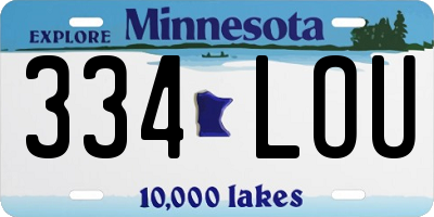 MN license plate 334LOU
