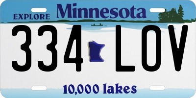 MN license plate 334LOV