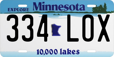 MN license plate 334LOX