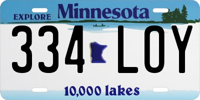 MN license plate 334LOY