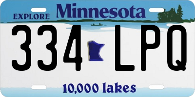 MN license plate 334LPQ