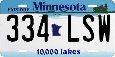 MN license plate 334LSW