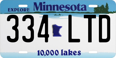 MN license plate 334LTD