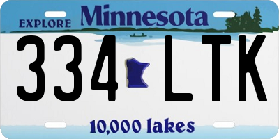 MN license plate 334LTK