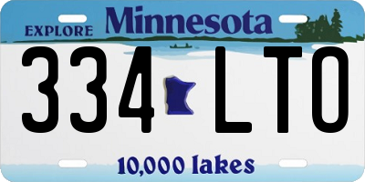 MN license plate 334LTO