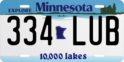MN license plate 334LUB