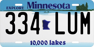 MN license plate 334LUM