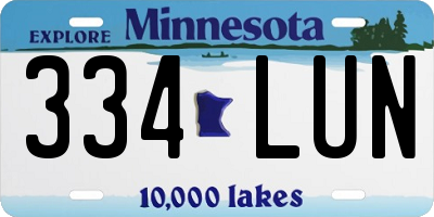 MN license plate 334LUN