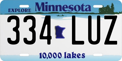 MN license plate 334LUZ