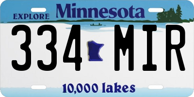 MN license plate 334MIR