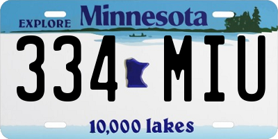MN license plate 334MIU