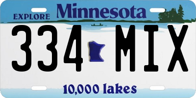 MN license plate 334MIX