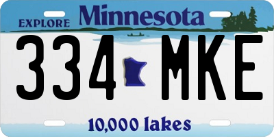 MN license plate 334MKE