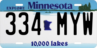 MN license plate 334MYW
