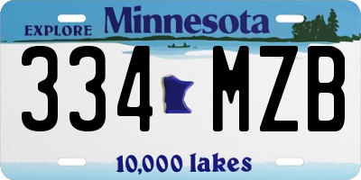 MN license plate 334MZB