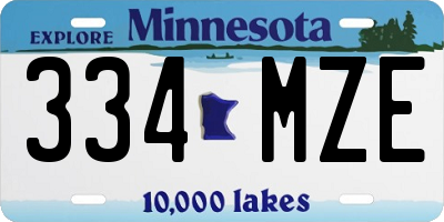 MN license plate 334MZE