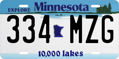MN license plate 334MZG