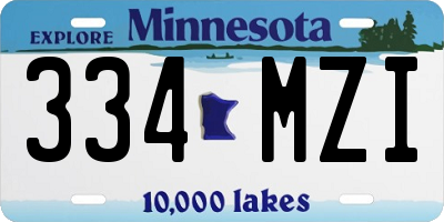 MN license plate 334MZI