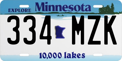 MN license plate 334MZK