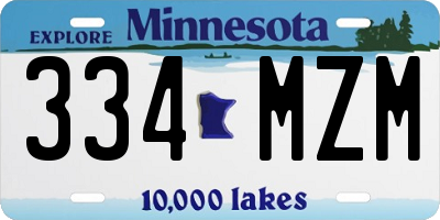MN license plate 334MZM