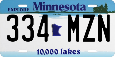 MN license plate 334MZN
