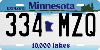 MN license plate 334MZQ