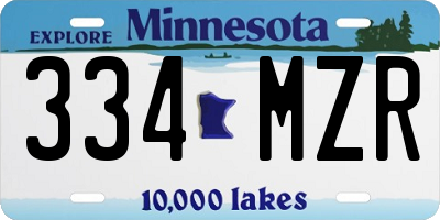 MN license plate 334MZR