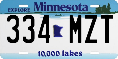 MN license plate 334MZT