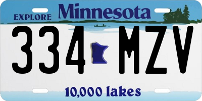MN license plate 334MZV