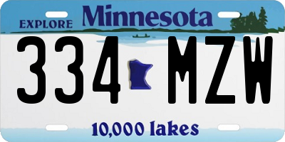 MN license plate 334MZW