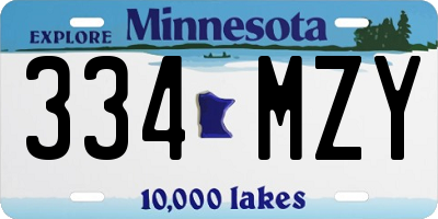 MN license plate 334MZY