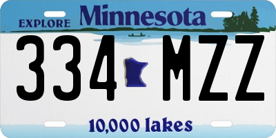 MN license plate 334MZZ